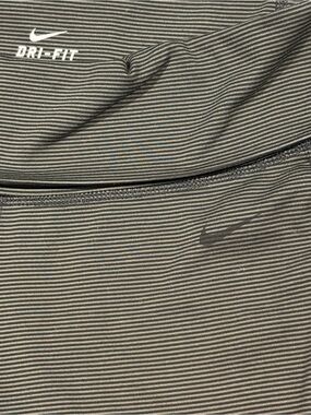 Nike Olive & Black Striped Foldover Dri-FIT Side-Panel Leggings